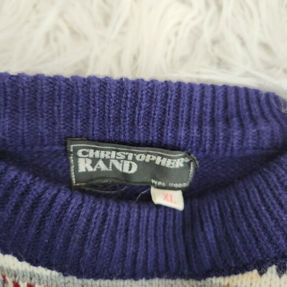 VTG‎ Christopher Rand Men's XL Acrylic Knit Ski Sweater Fairy Isle Birds Eye - Picture 6 of 16